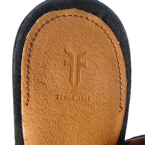 FRYE Courtney $198 Black Suede Peep Toe Heeled Booties 9B - Picture 8 of 9